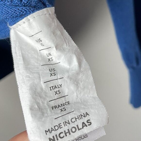 NICHOLAS Sweater Womens XS Blue Wool Cotton Cutout Pullover Turtleneck Allyah - Picture 12 of 12